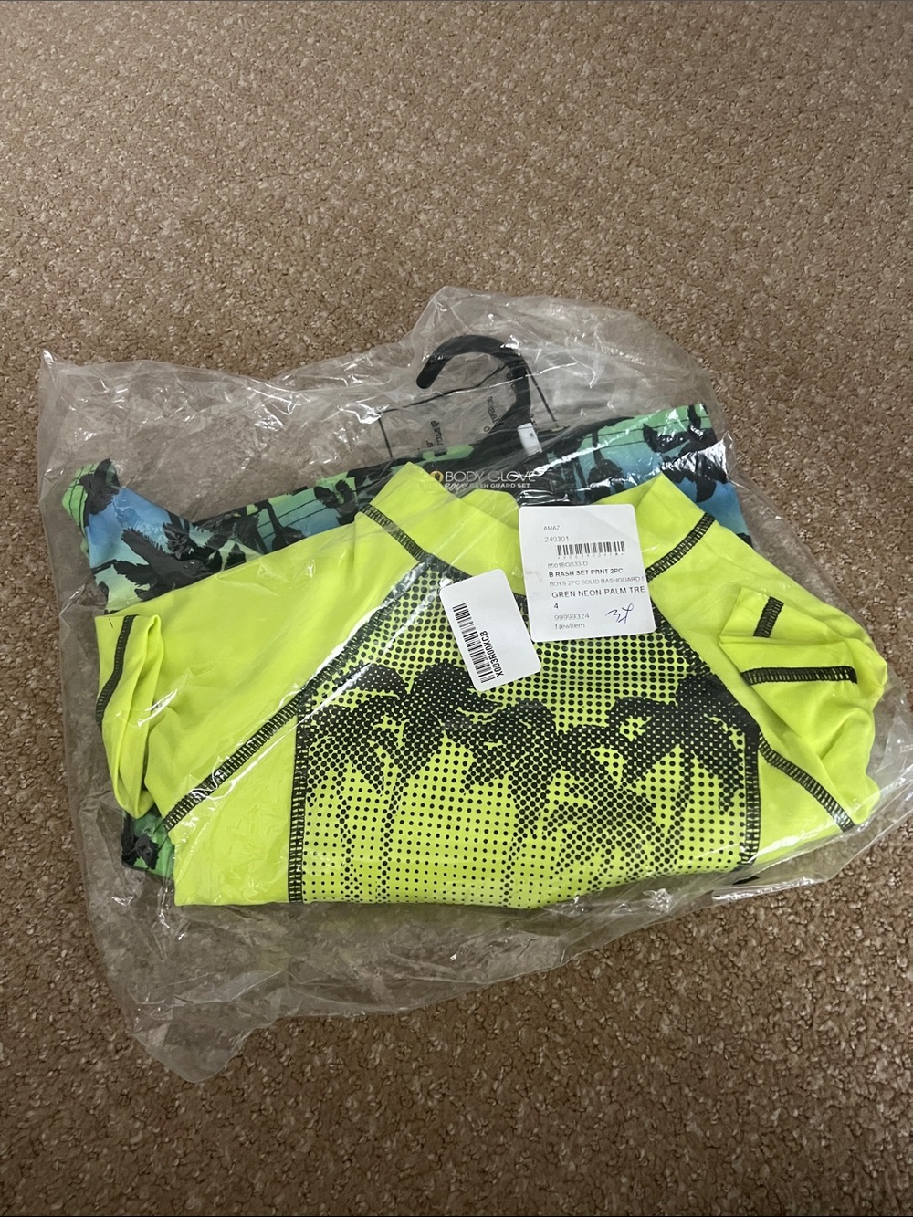 Body Glove Neon Yellow & Black Kids Swim Rashguard with Palm Silhouette